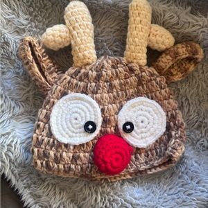 Crochet Reindeer Hat with Antlers